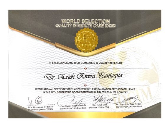 World Selection: Quality in Health Care, IOCIM international certification